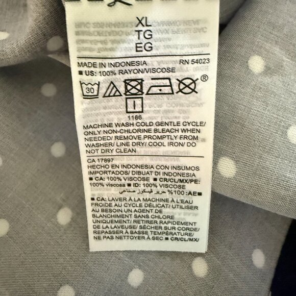 NWT Old Navy VNeck Blue Sleeveless Top w White Polka Dots Keyhole Back Womens XL - Picture 6 of 7